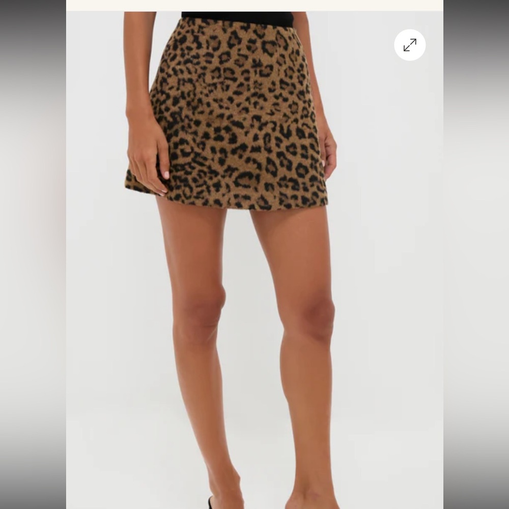 Tuckernuck Leopard Brushed Wool Meg Mini Skirt Size L NWT